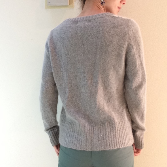 Angora Soft Snowflake Winter V-Neck Sweater - Picture 6 of 8